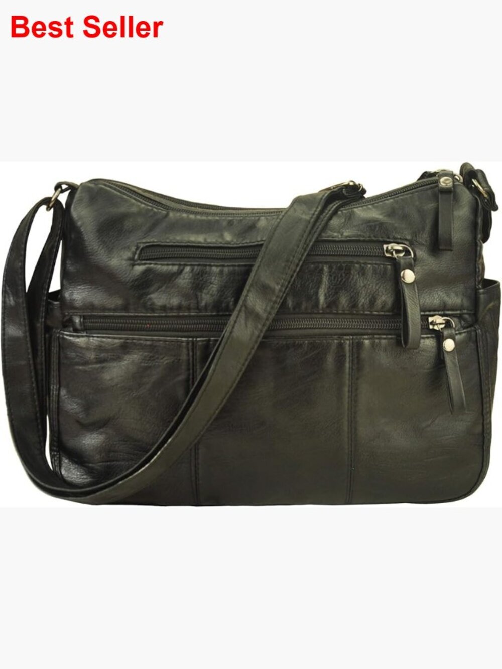 Soft PU Leather Crossbody Bag - Lightweight Pocketbook with Multiple Pockets